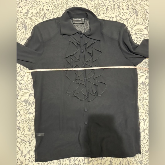 Louis Feraud stunning Black Sheer Ruffled Blouse size 6 - Picture 8 of 13